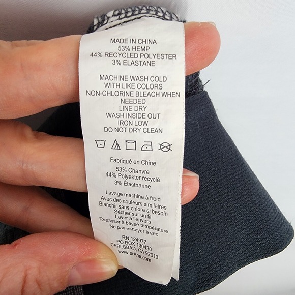 Prana Jogger Pants Grey Women's Large Hiking Outdoor Hiking Yoga Hemp Blend - Picture 9 of 9